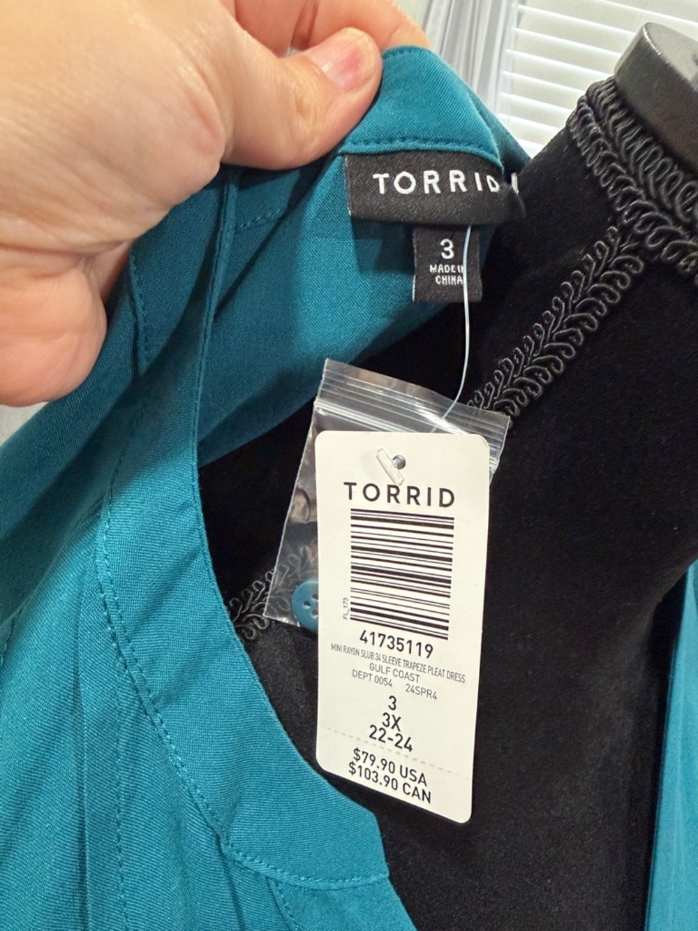 Torrid Teal Button-Front Ruffle Dress - Picture 2 of 6